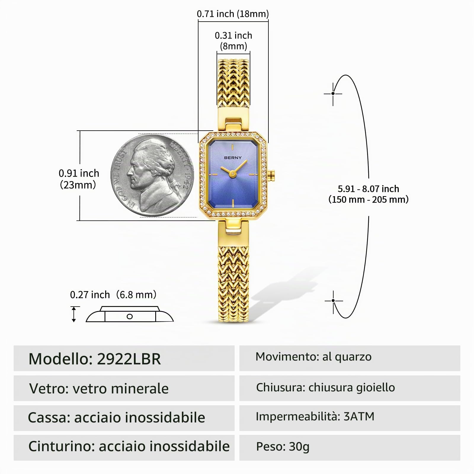Berny Gold Collection orologio donna viola sfumato oro