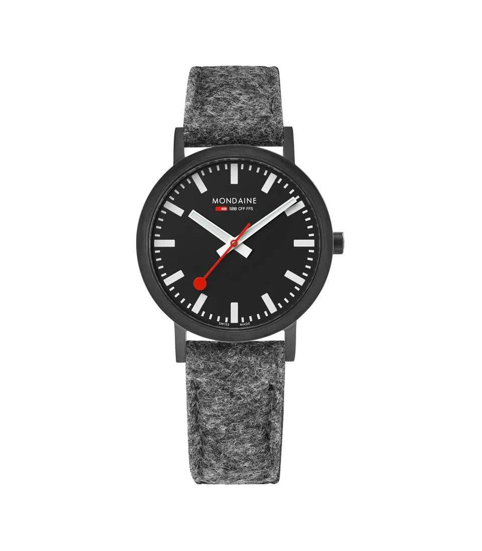 Mondaine Classic orologio nero 36 mm quarzo