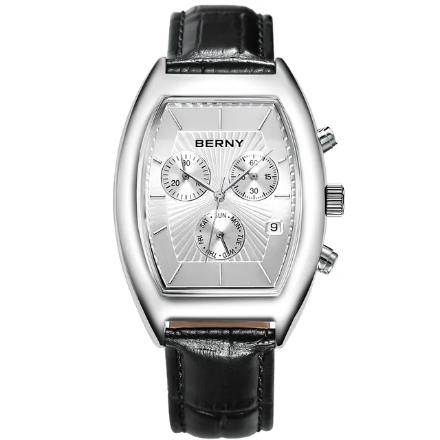 Berny Orologio Uomo Pelle Rettangolare Retrò