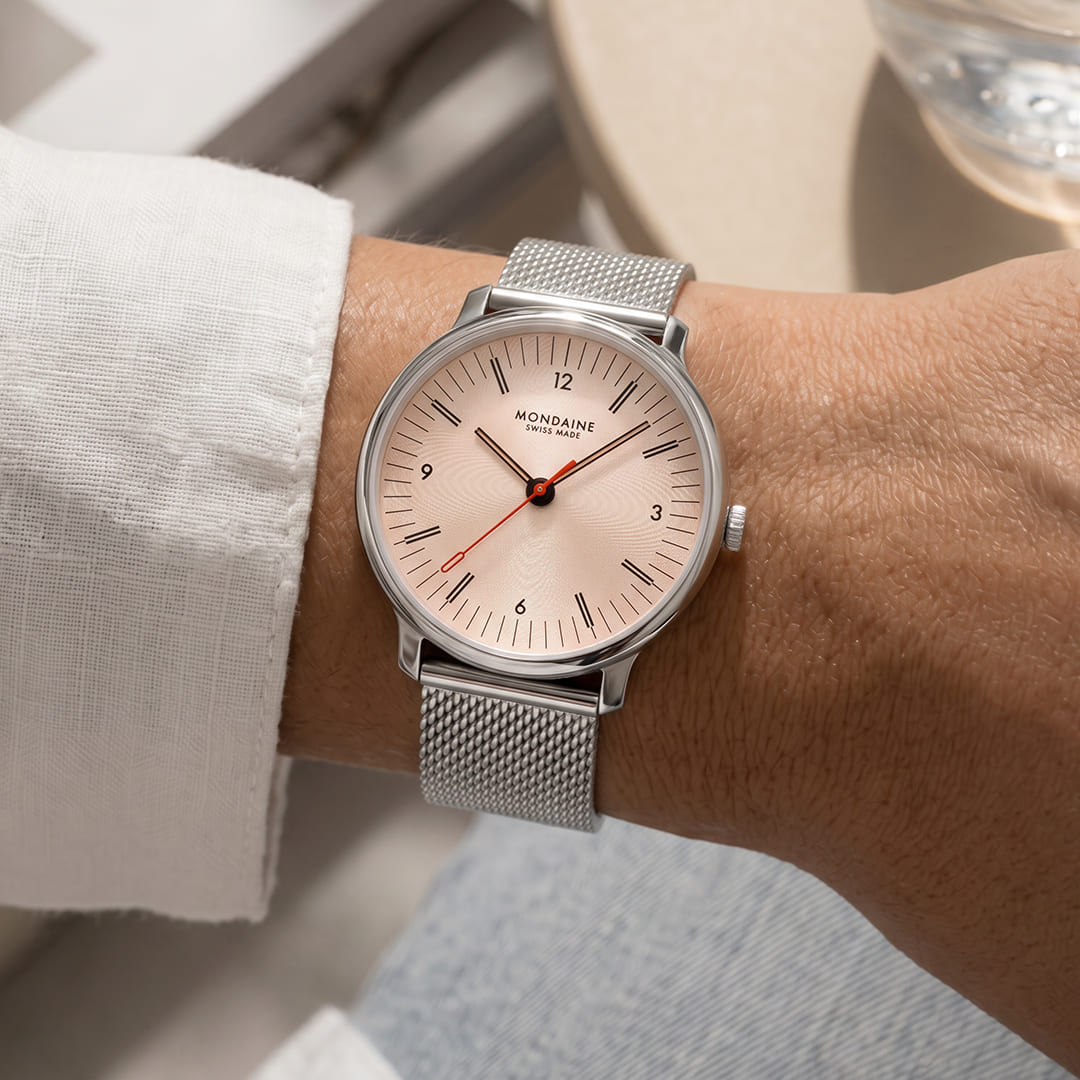 Mondaine Doppio orologio rose gold 33 mm moiré