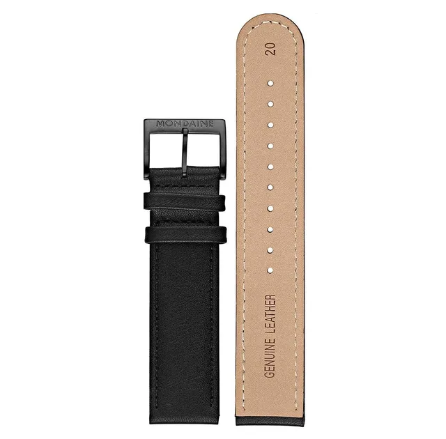 Mondaine cinturino 20 mm nero pelle fibbia nera