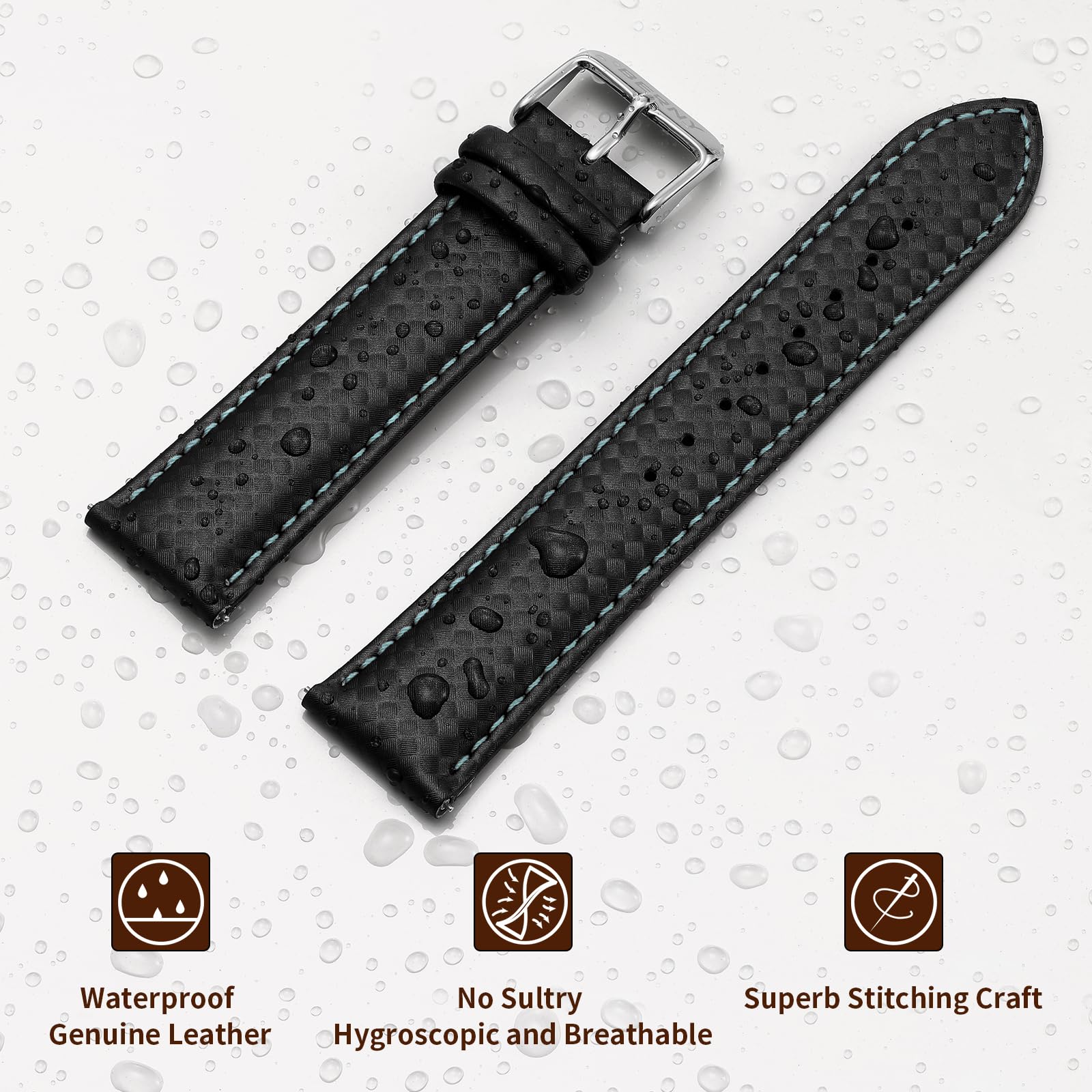 Berny Cinturino Orologio Silicone 22 mm Nero Sgancio Rapido