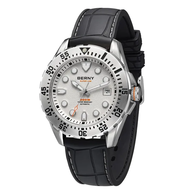 Berny Diver orologio automatico uomo bianco zaffiro 200M