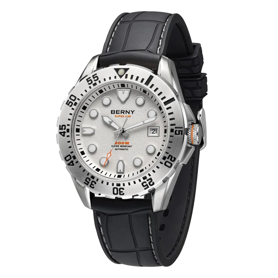 Berny Diver orologio automatico uomo bianco zaffiro 200M