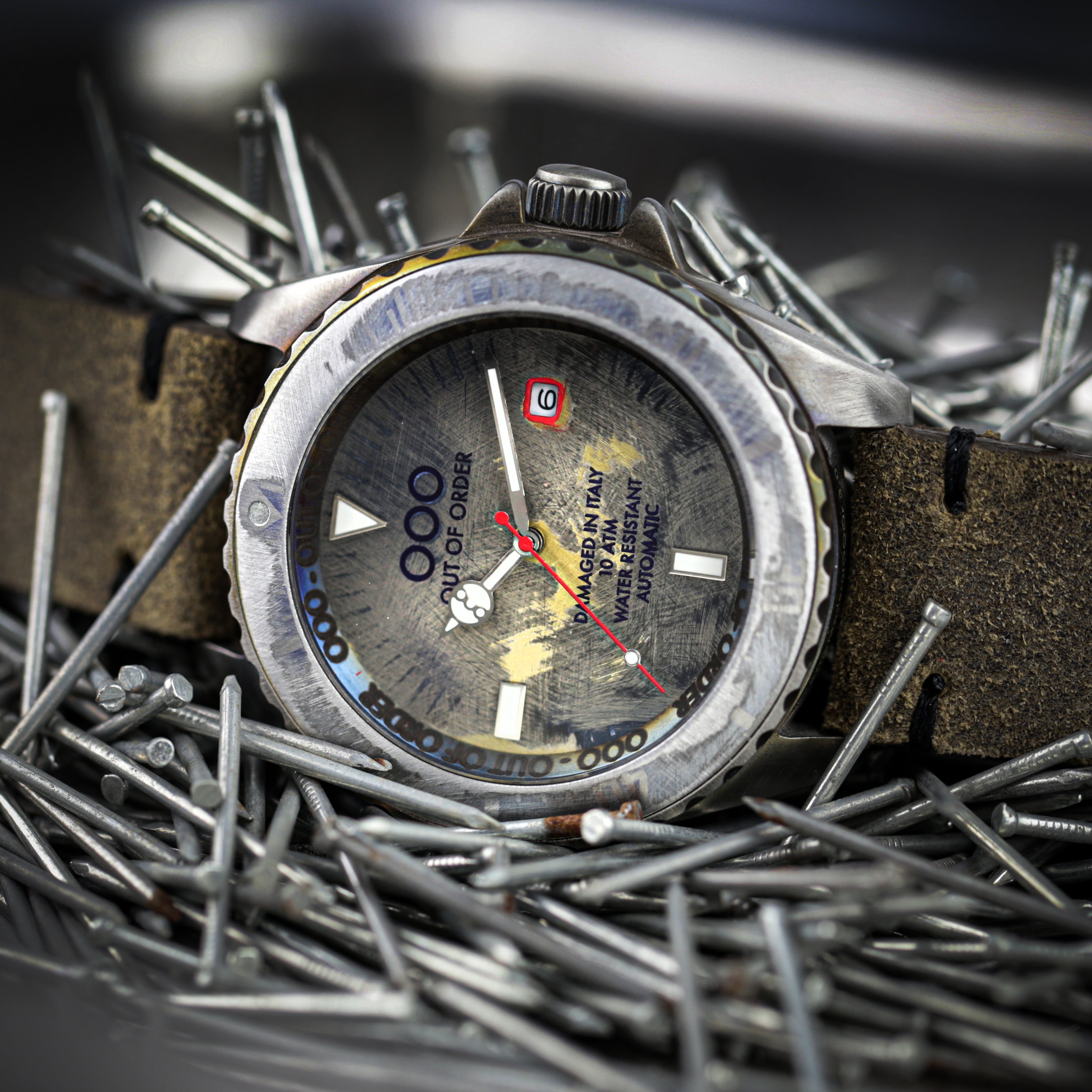 Out Of Order ModeratOOOr 3.0 orologio automatico 44 mm argento pelle