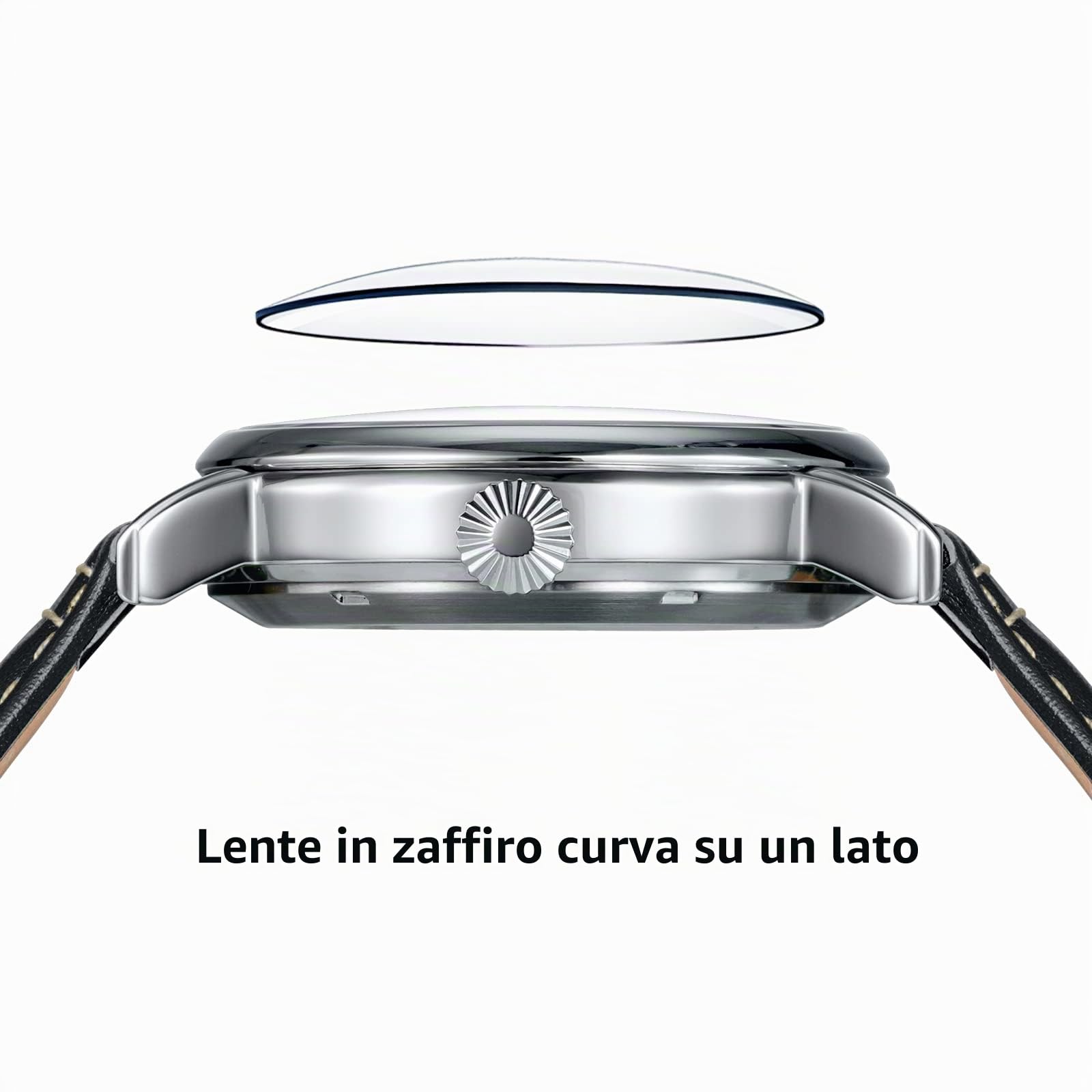 Berny Aviation orologio automatico uomo nero pelle