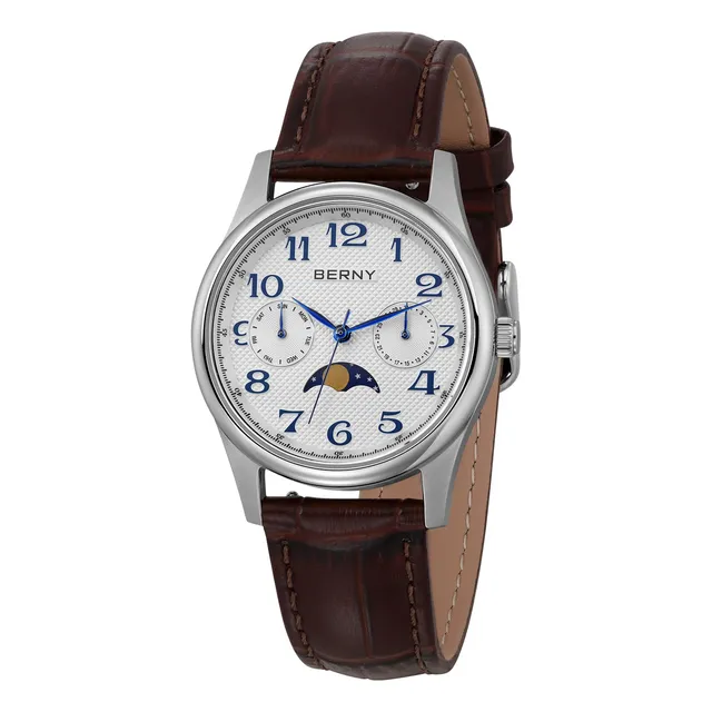 Berny Fasi Lunari Orologio Donna Bianco Pelle Data
