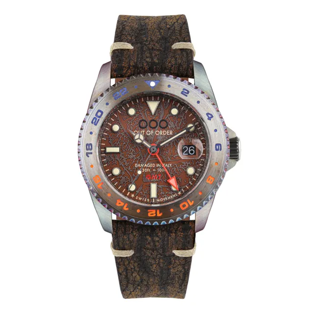 Out Of Order GMT Havana orologio GMT 44 mm marrone