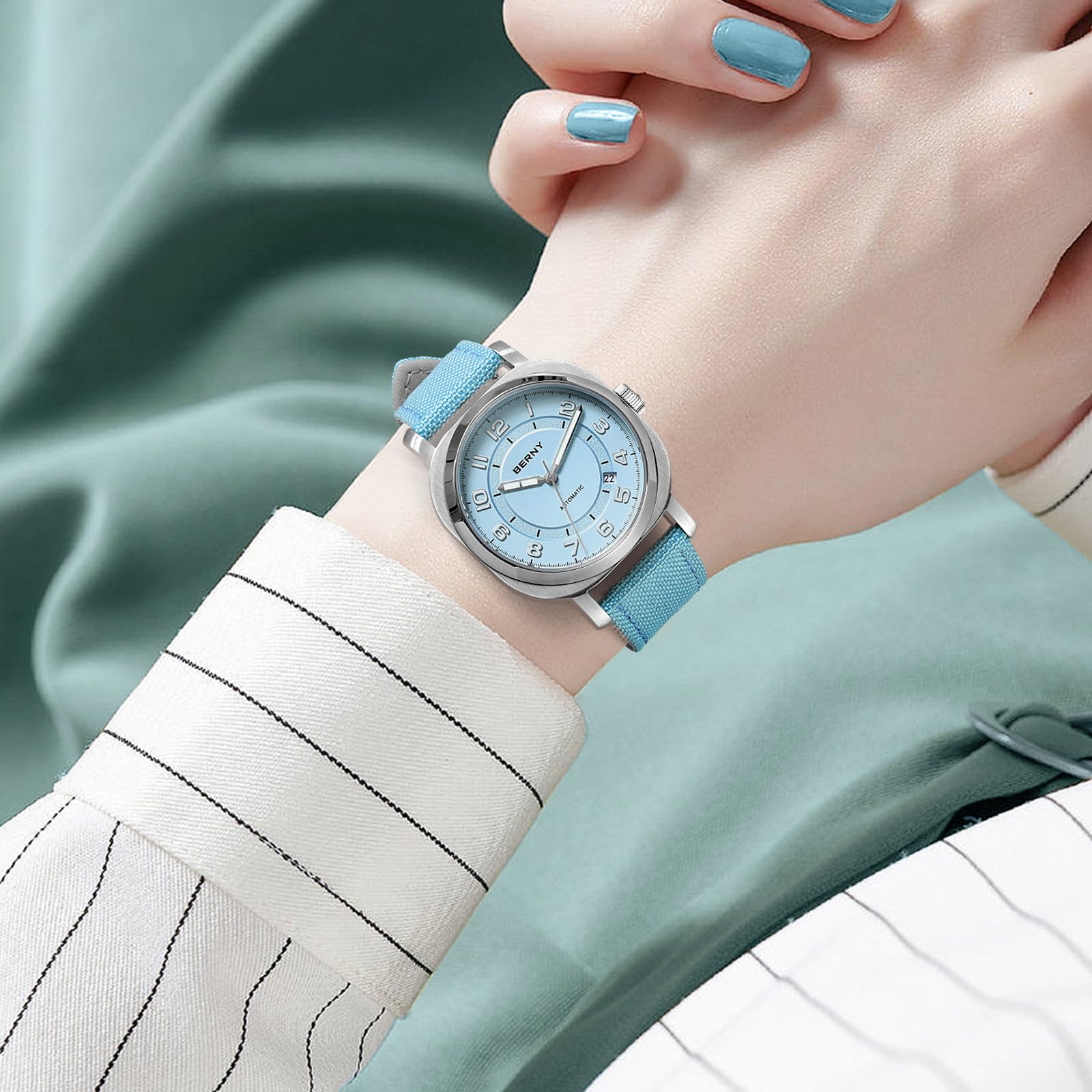 Berny Orologio Donna Azzurro Automatico Acciaio