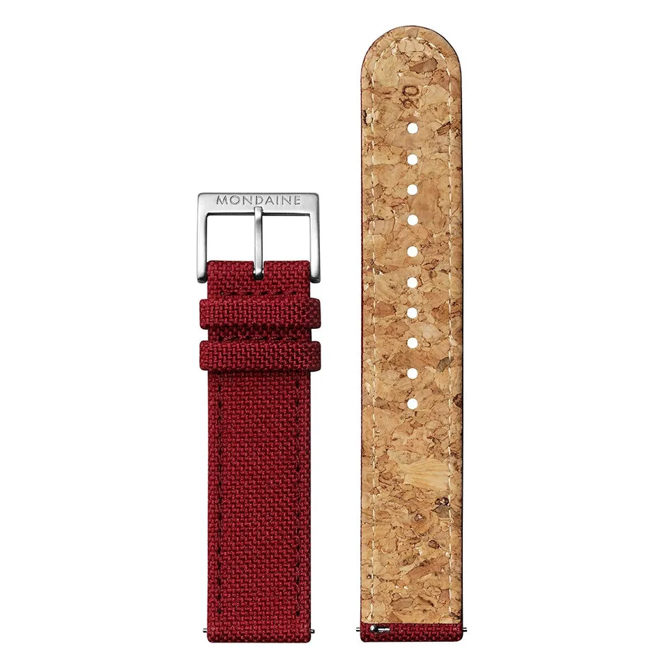 Mondaine Cinturino 20 mm Bordeaux Tela Easy Click