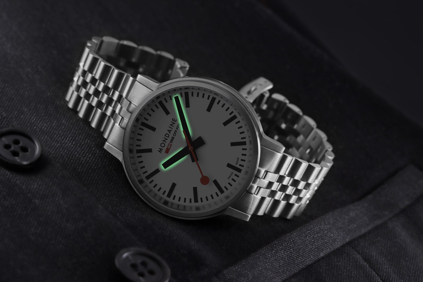 Mondaine Stop2go Backlight 41mm orologio acciaio