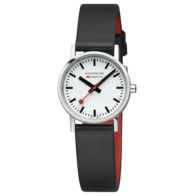 Mondaine Classic Orologio 30 mm Nero Acciaio Lucido