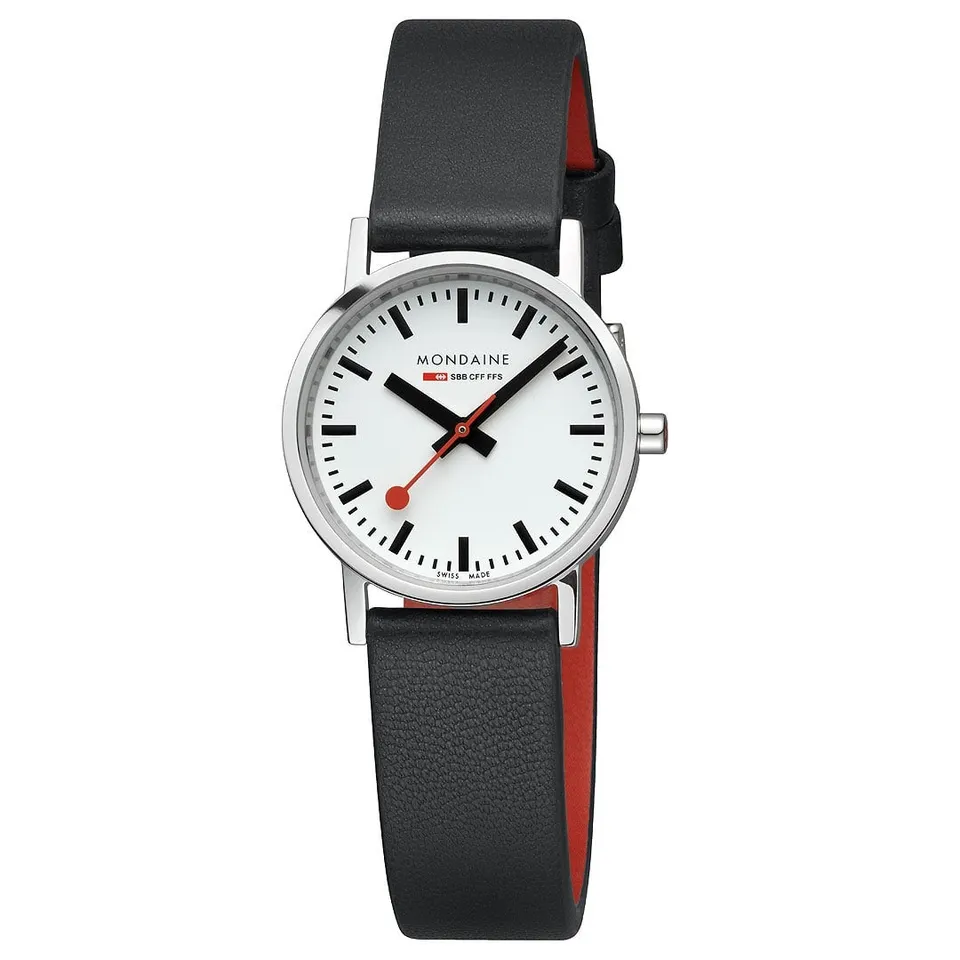 Mondaine Classic Orologio 30 mm Nero Acciaio Lucido