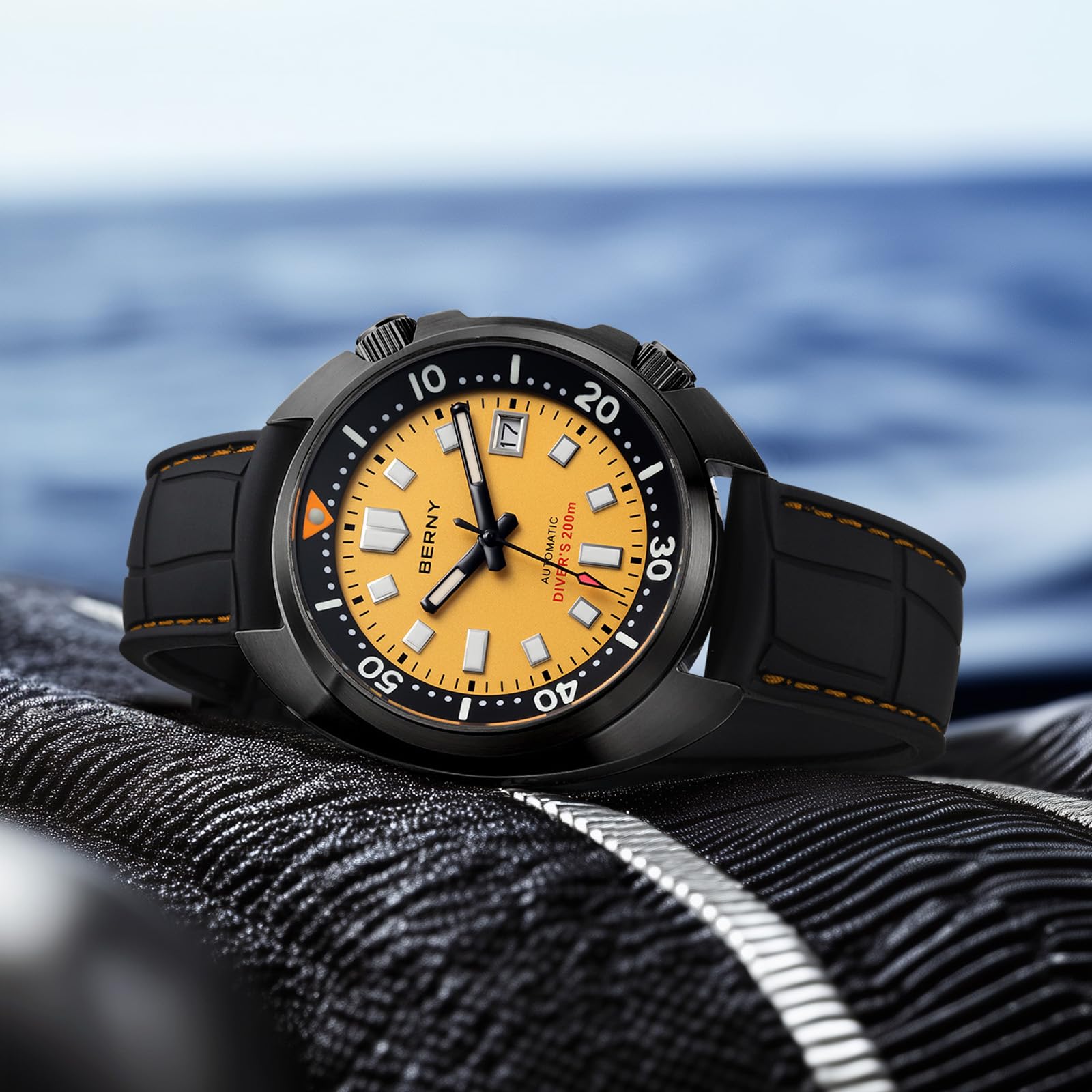 Berny Diver orologio automatico uomo giallo 200M