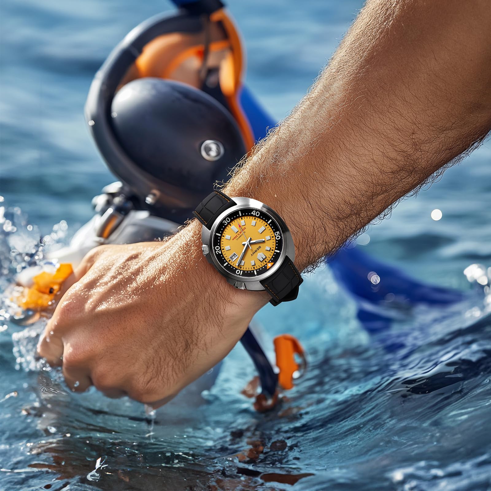 Berny Diver 200M Orologio Uomo Automatico Giallo Zaffiro