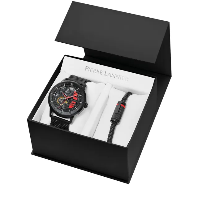 Pierre Lannier Paddock orologio automatico scheletrato nero 43 mm