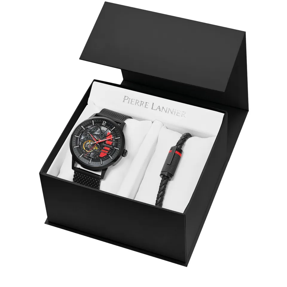 Pierre Lannier Paddock orologio automatico scheletrato nero 43 mm