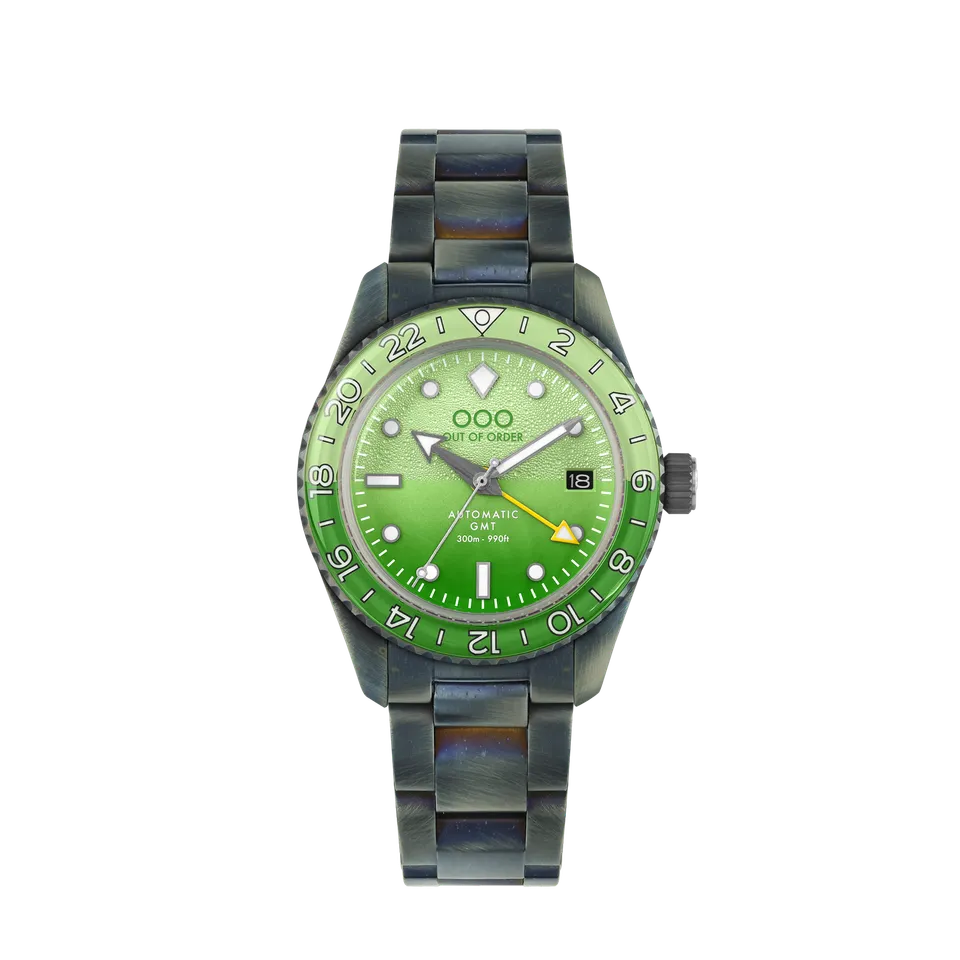 Out Of Order Shaker Midori orologio automatico GMT 40 mm verde acciaio