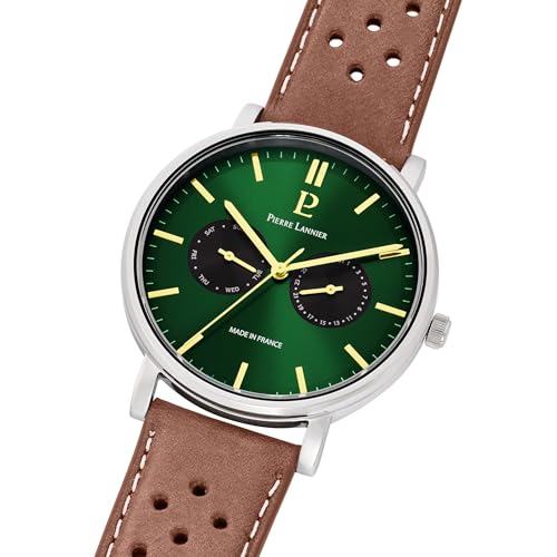 Pierre Lannier Essential orologio quadrante argento pelle verde