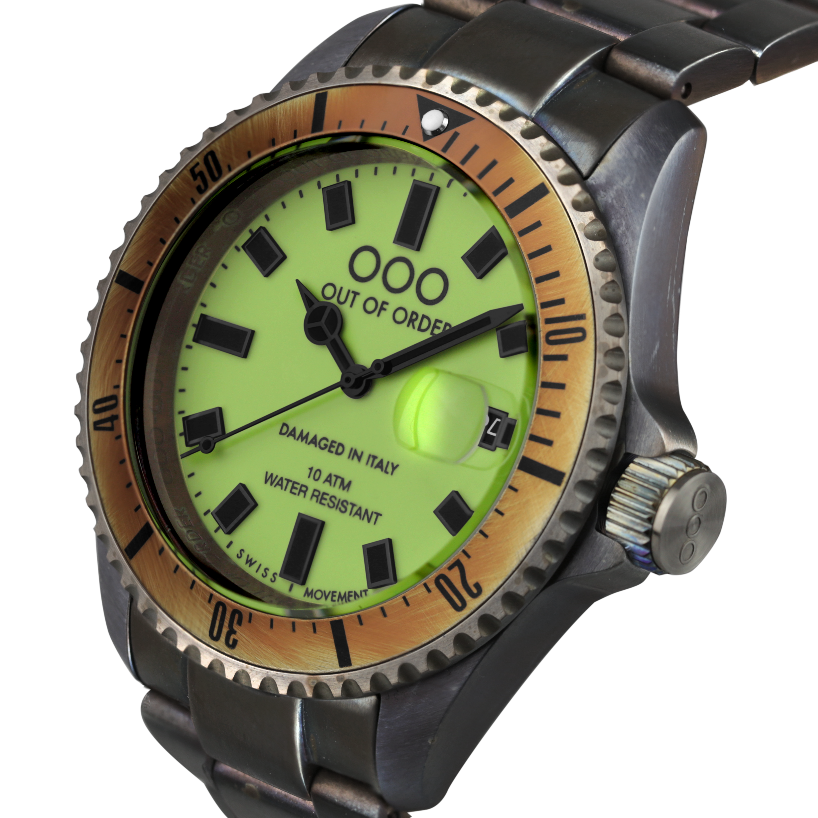 Out Of Order Casanova Kiwi orologio acciaio verde 44 mm