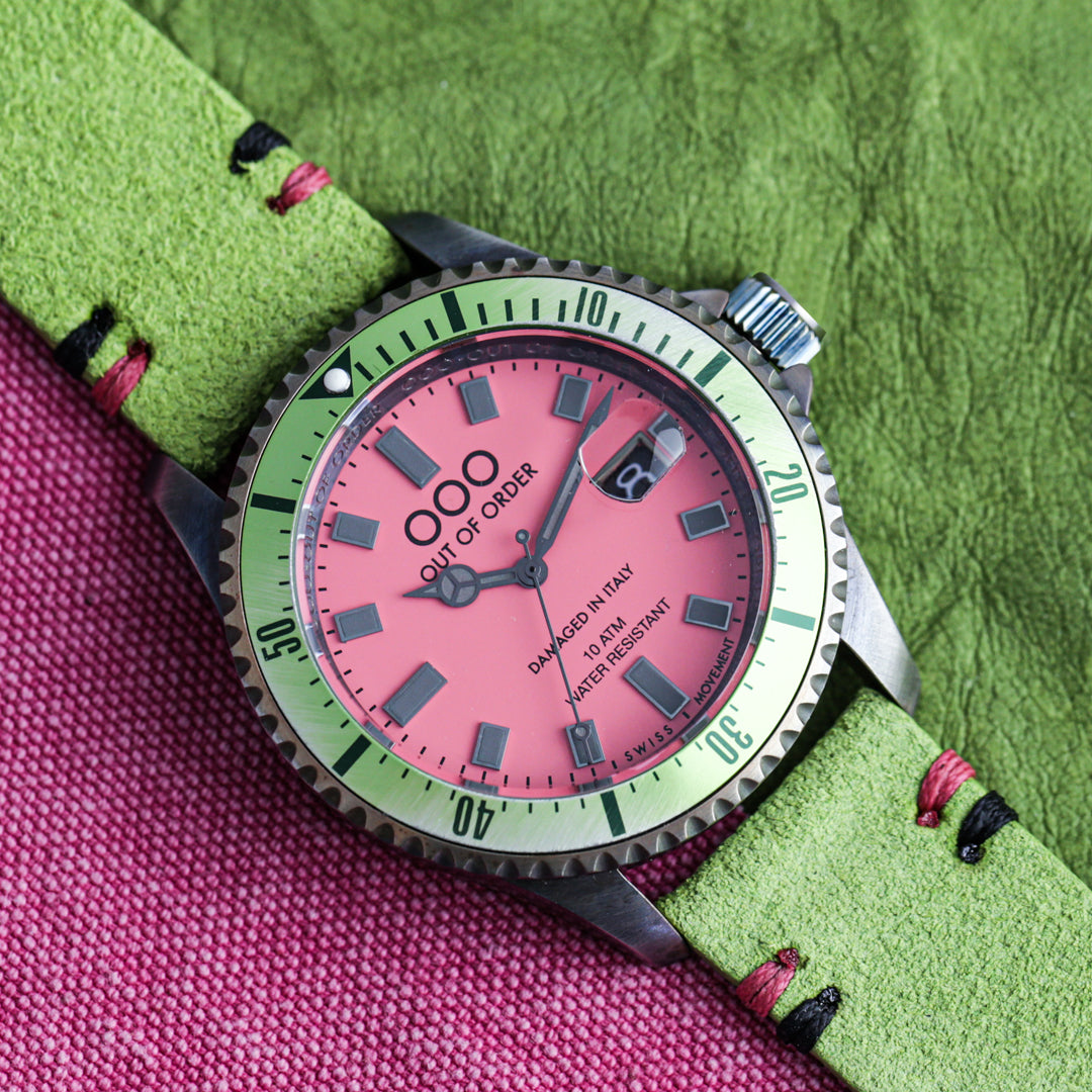 Out Of Order Anguria cinturino pelle 22 mm verde