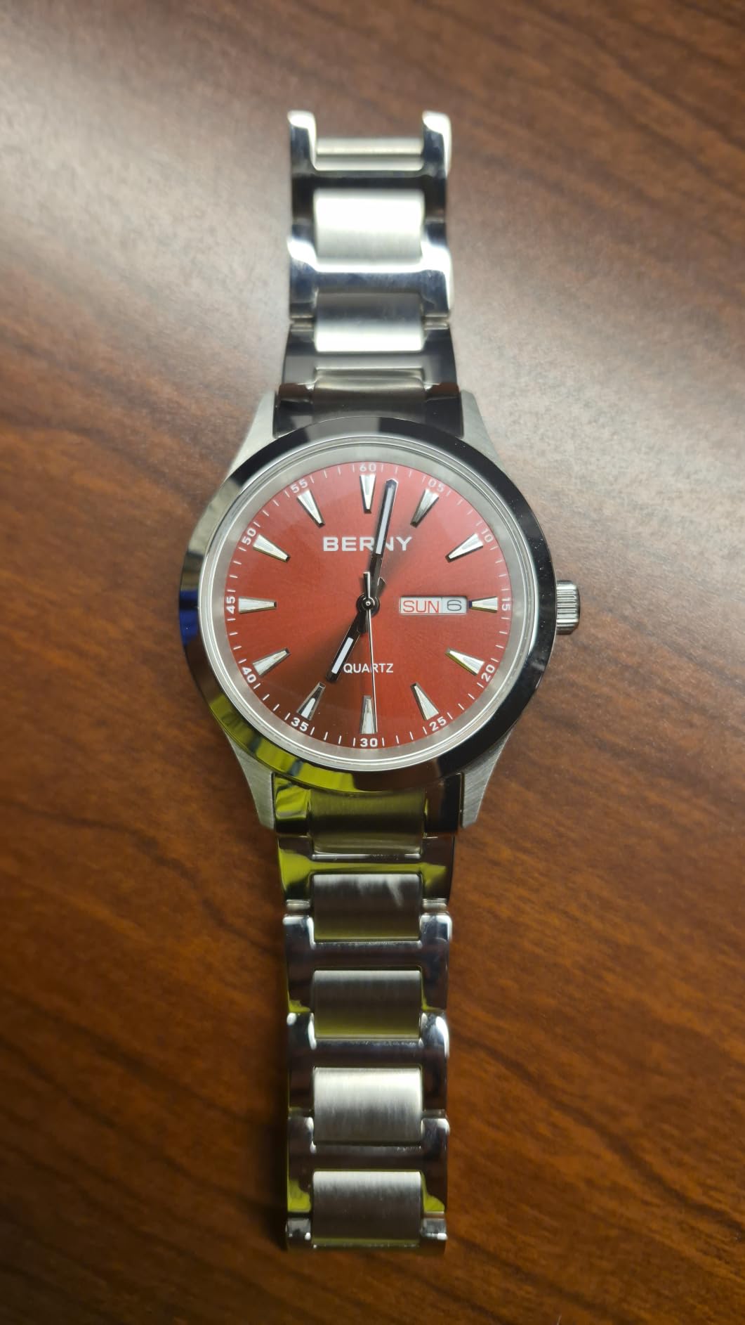 Berny Orologio da Polso Quarzo Acciaio Rosso Sportivo