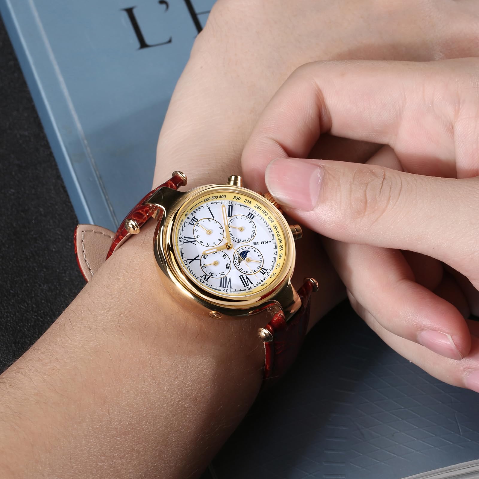 Berny AM053VM Orologio Automatico Uomo Oro Multifunzione