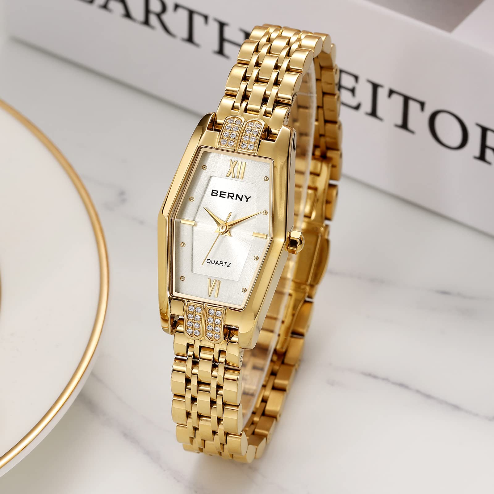 Berny Gold Orologio Donna Bianco Quarzo Esagonale