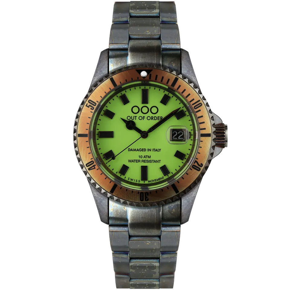 Out Of Order Casanova Kiwi orologio acciaio verde 44 mm