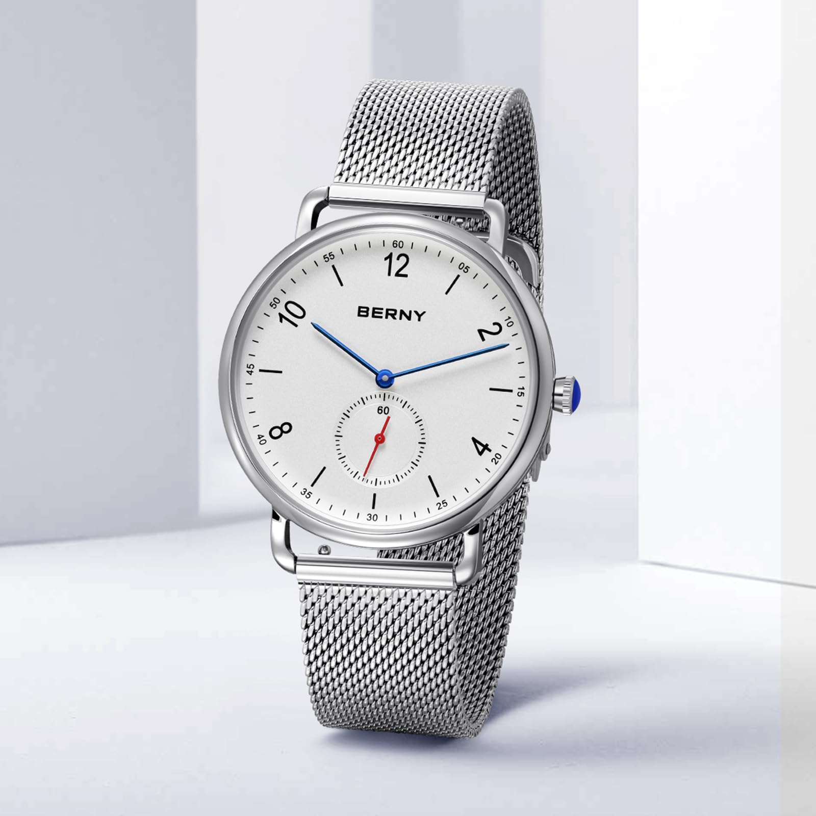 Berny orologio quarzo unisex bianco argento analogico