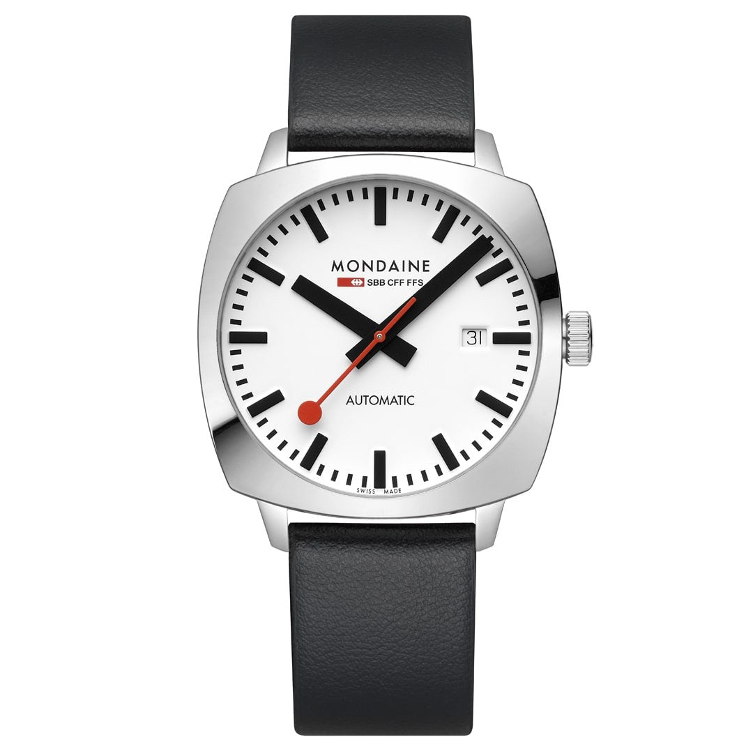 Mondaine Cushion 39mm orologio automatico ecopelle