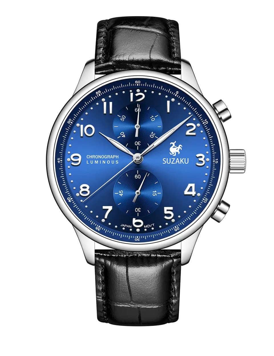 Suzaku Chronograph Orologio Quarzo Uomo 40 mm Blu Pelle