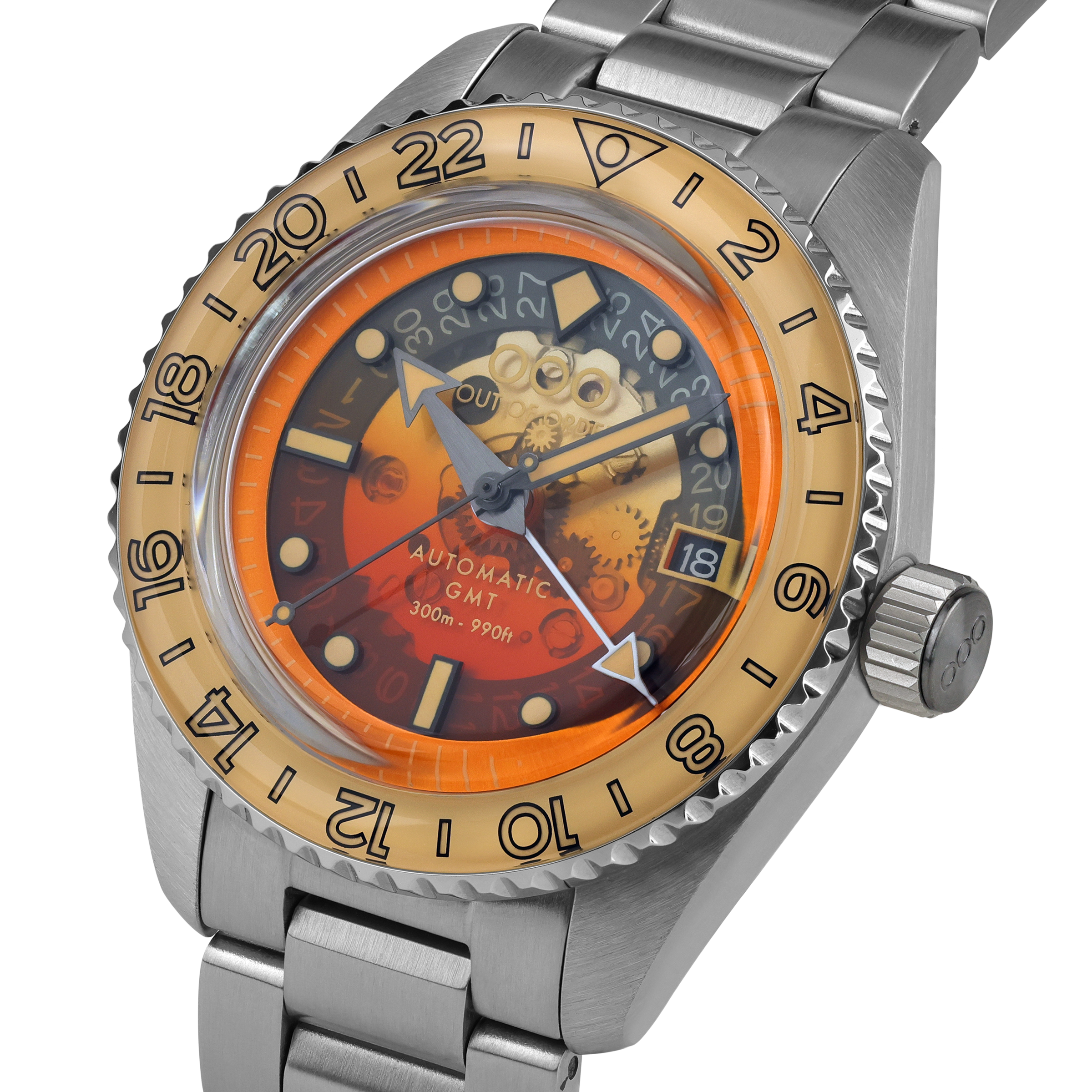 Out Of Order Spritz orologio GMT automatico arancione