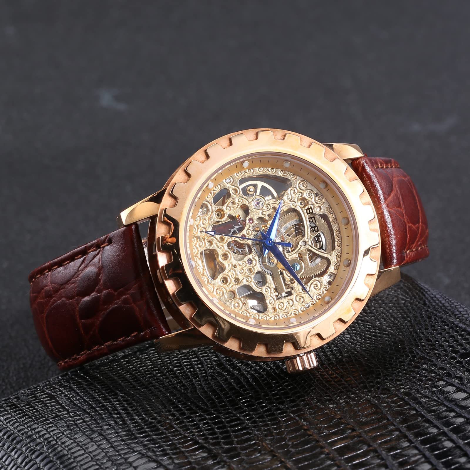 Berny Scheletro Automatico Uomo Oro Rosa 40mm