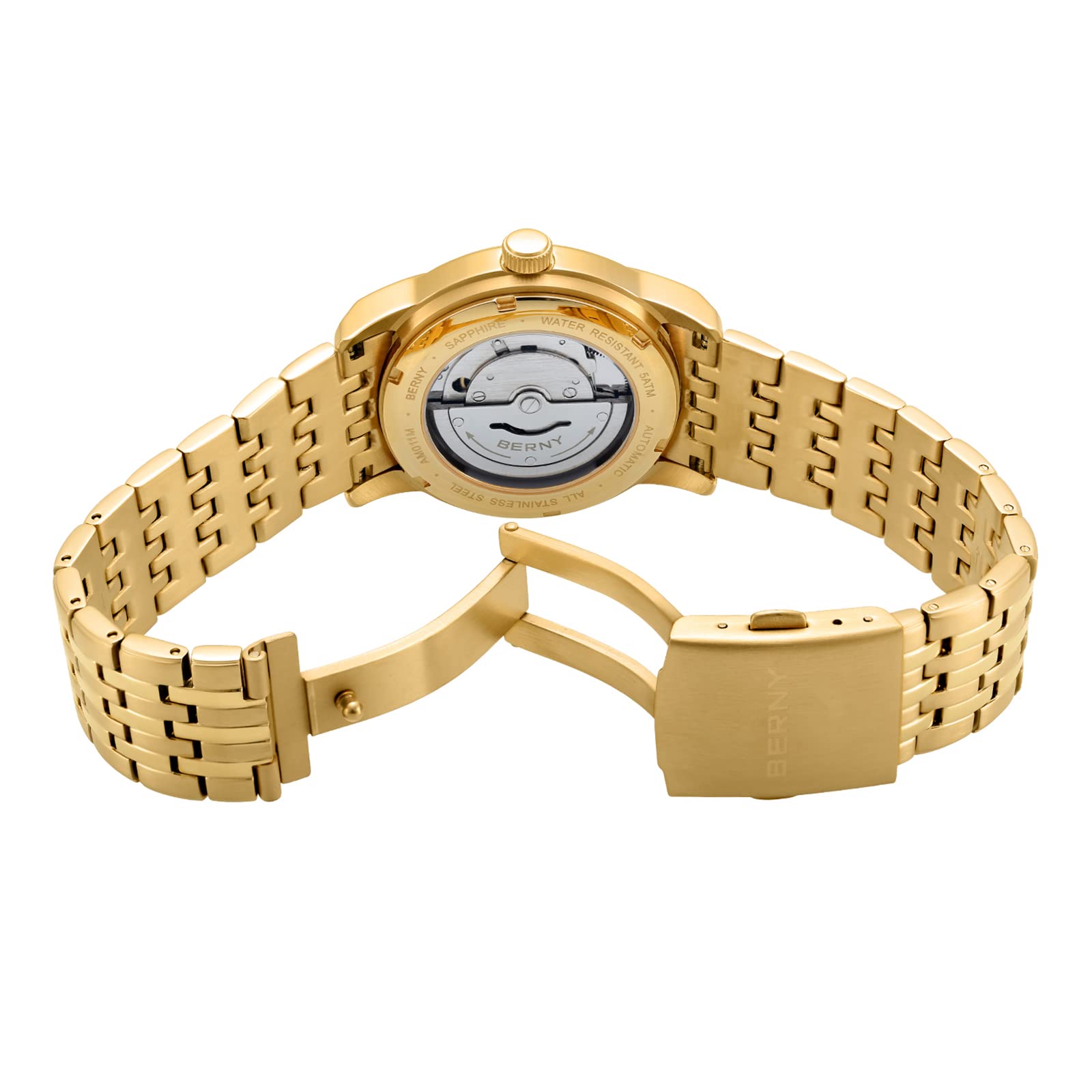 Berny Dress orologio scheletro oro automatico uomo