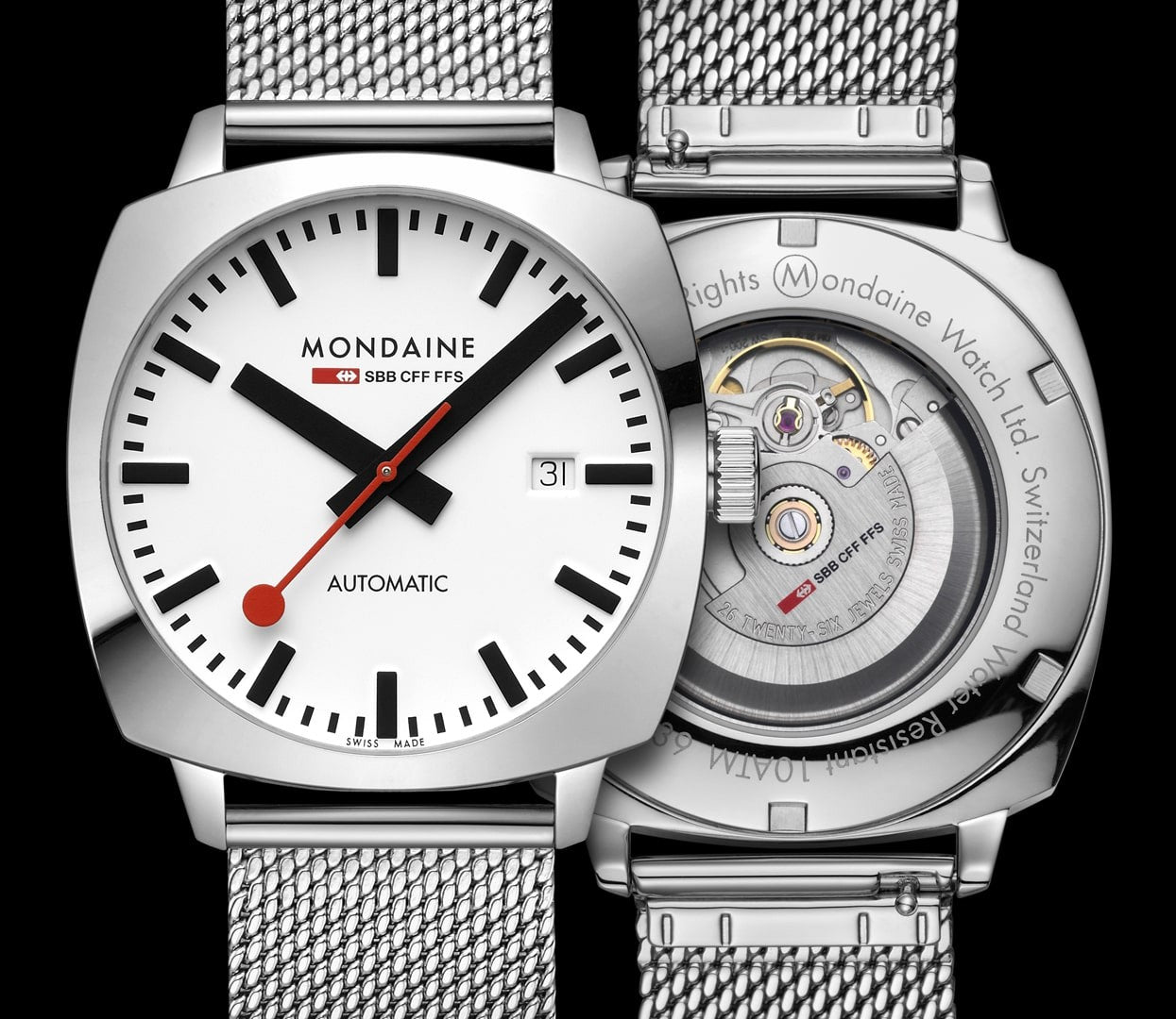 Mondaine Cushion Orologio Automatico 39 mm Acciaio