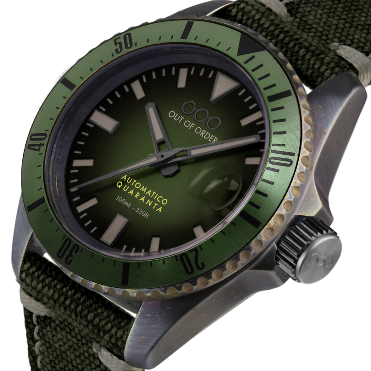Out Of Order Automatico Quaranta Green Canvas orologio verde 40 mm
