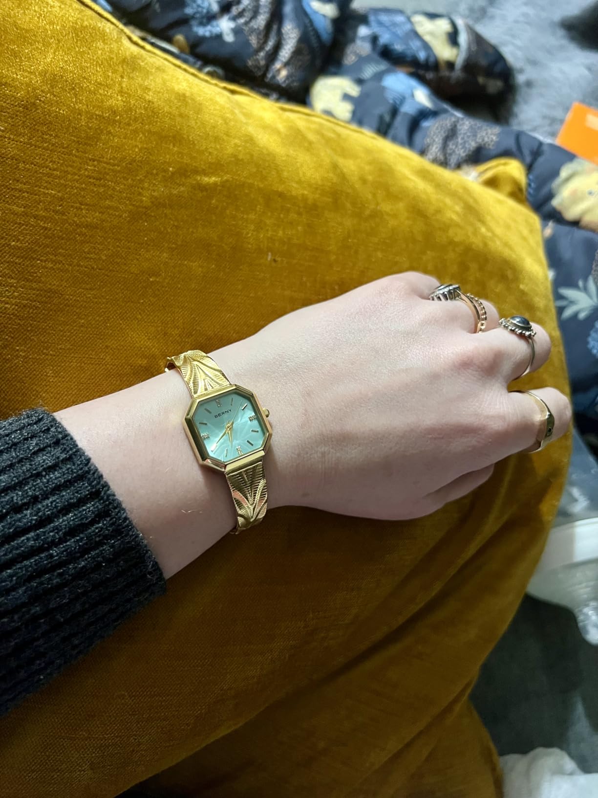 Berny Orologio Donna Quadrato Quarzo Verde Bracciale