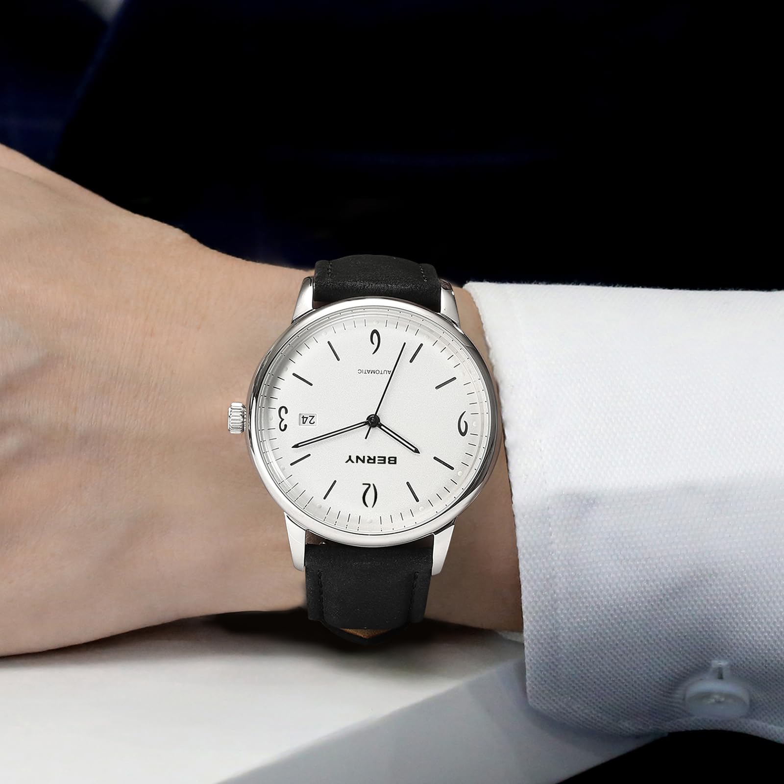 Berny Automatico orologio uomo bianco elegante