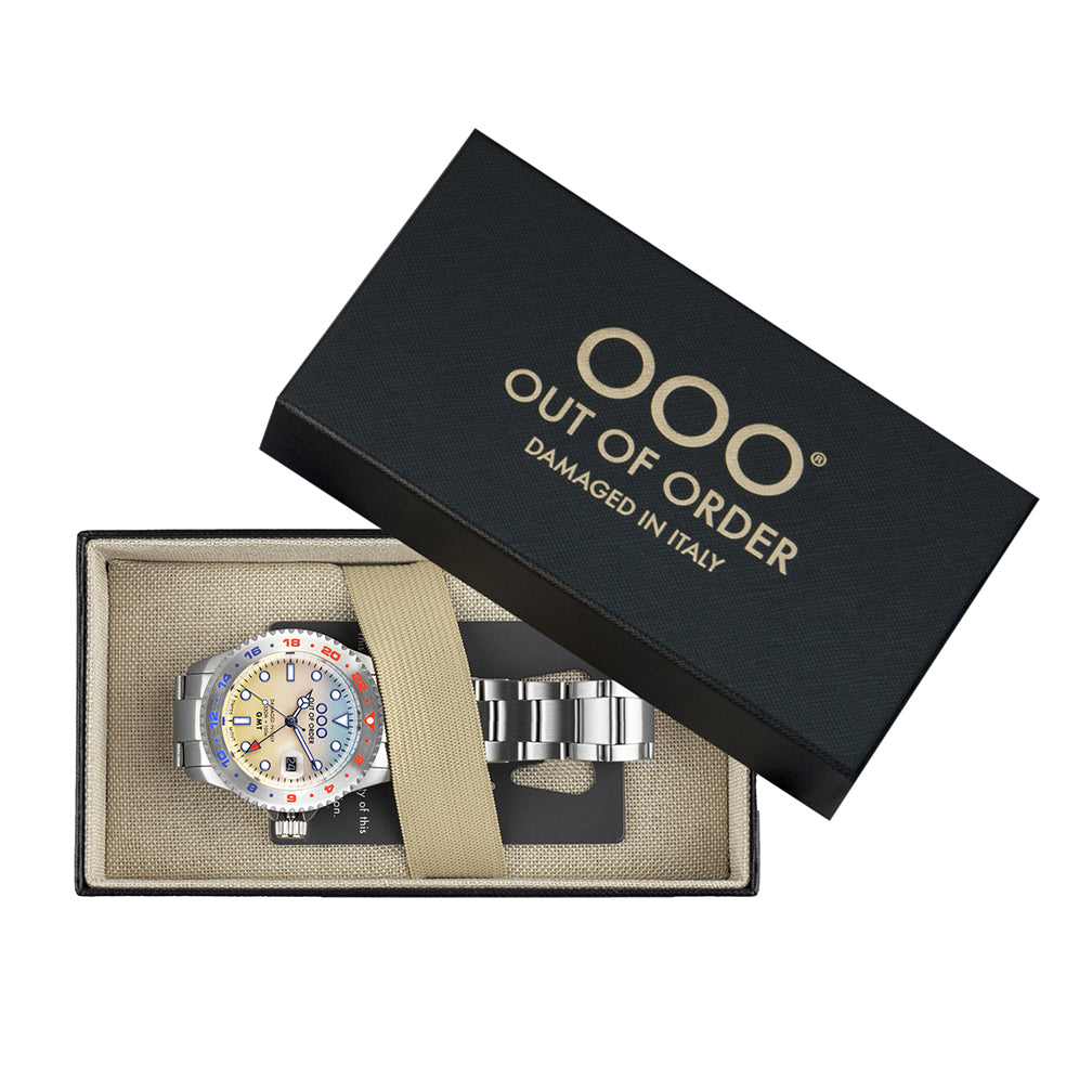Out Of Order GMT Paris orologio GMT 44 mm blu rosso