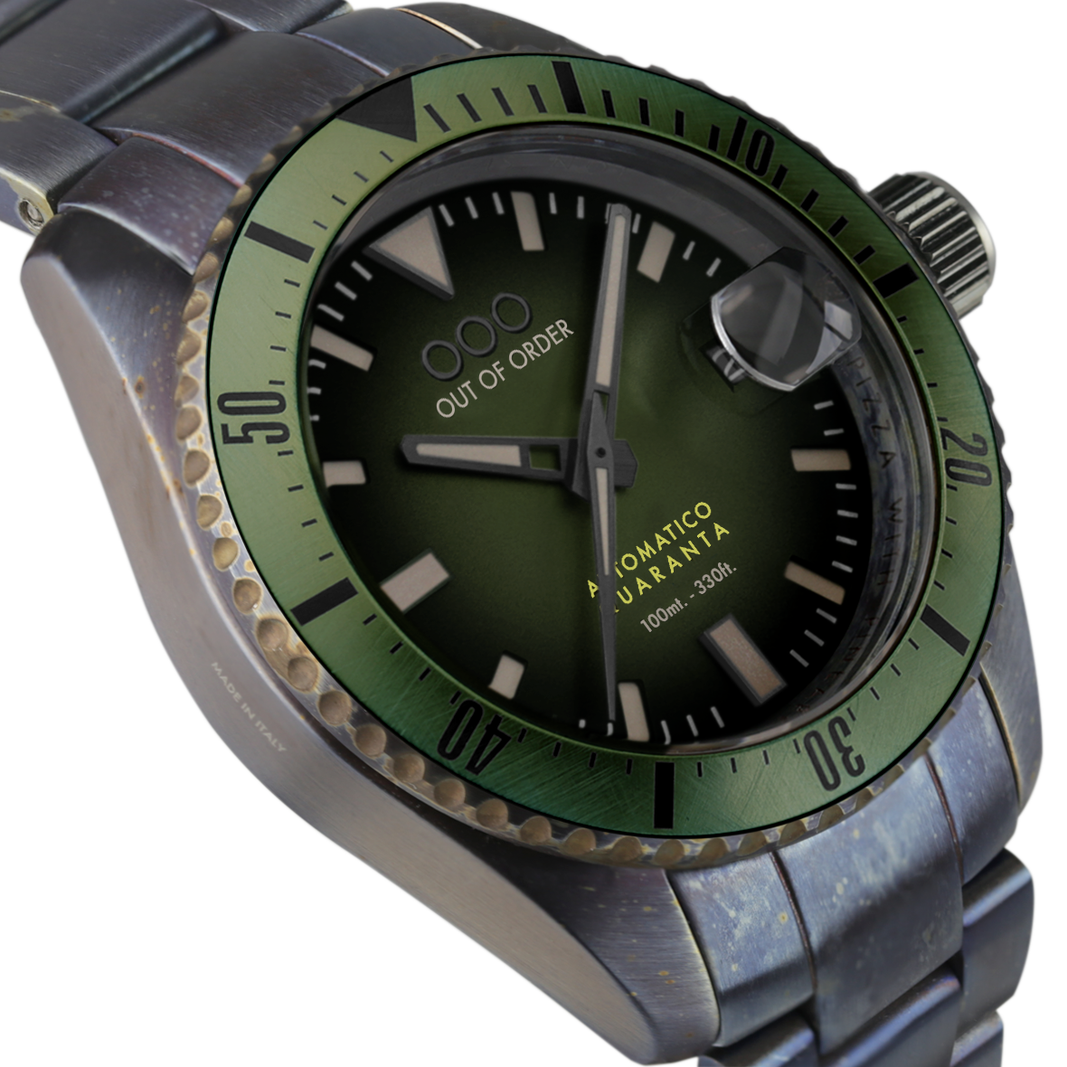 Out Of Order Automatico Quaranta orologio verde 40 mm acciaio