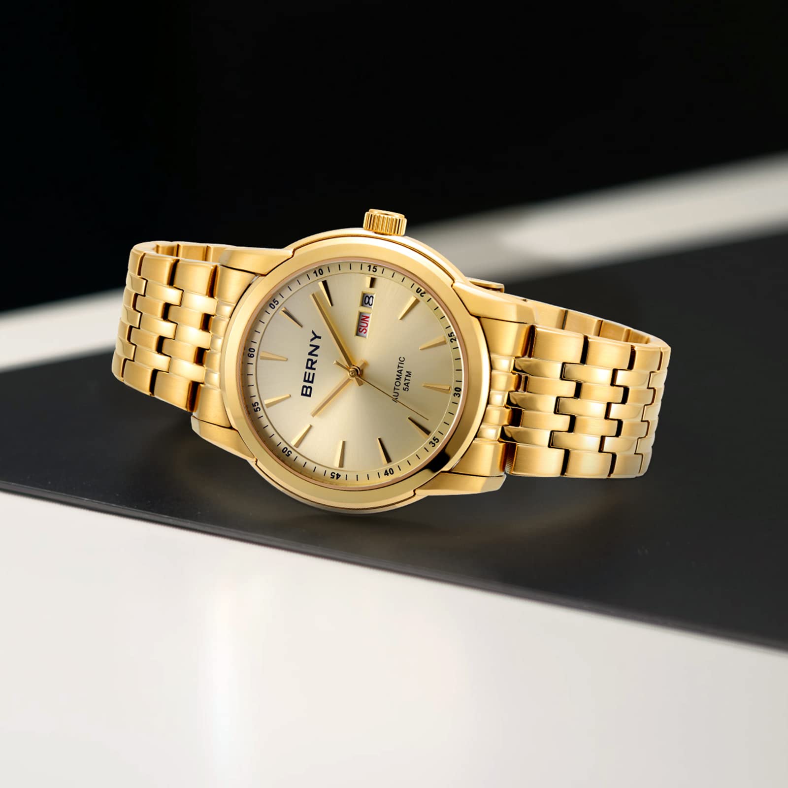 Berny Dress orologio scheletro oro automatico uomo