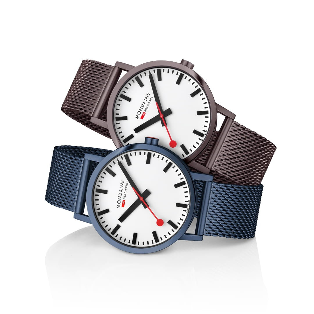 Mondaine Classic Blu 40mm orologio acciaio