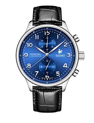 Suzaku Chronograph Orologio Quarzo Uomo 40 mm Blu Pelle