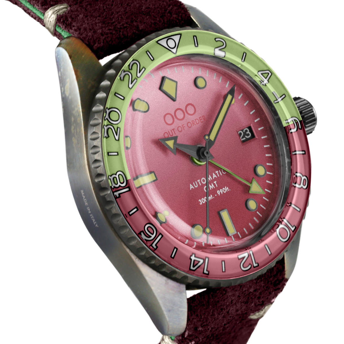 Out Of Order Cosmopolitan GMT Orologio 40mm Pelle Rosa