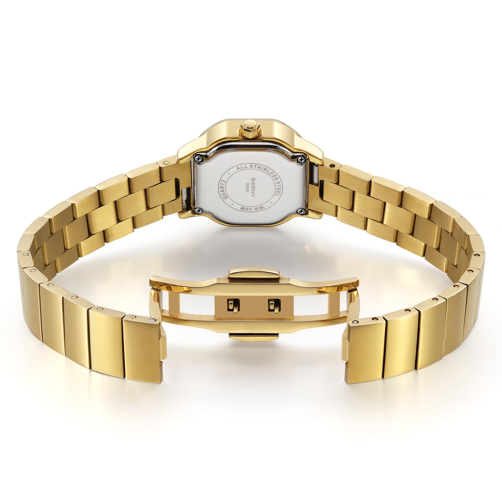 Berny Orologio Donna Quadrato Rosa Quarzo Acciaio