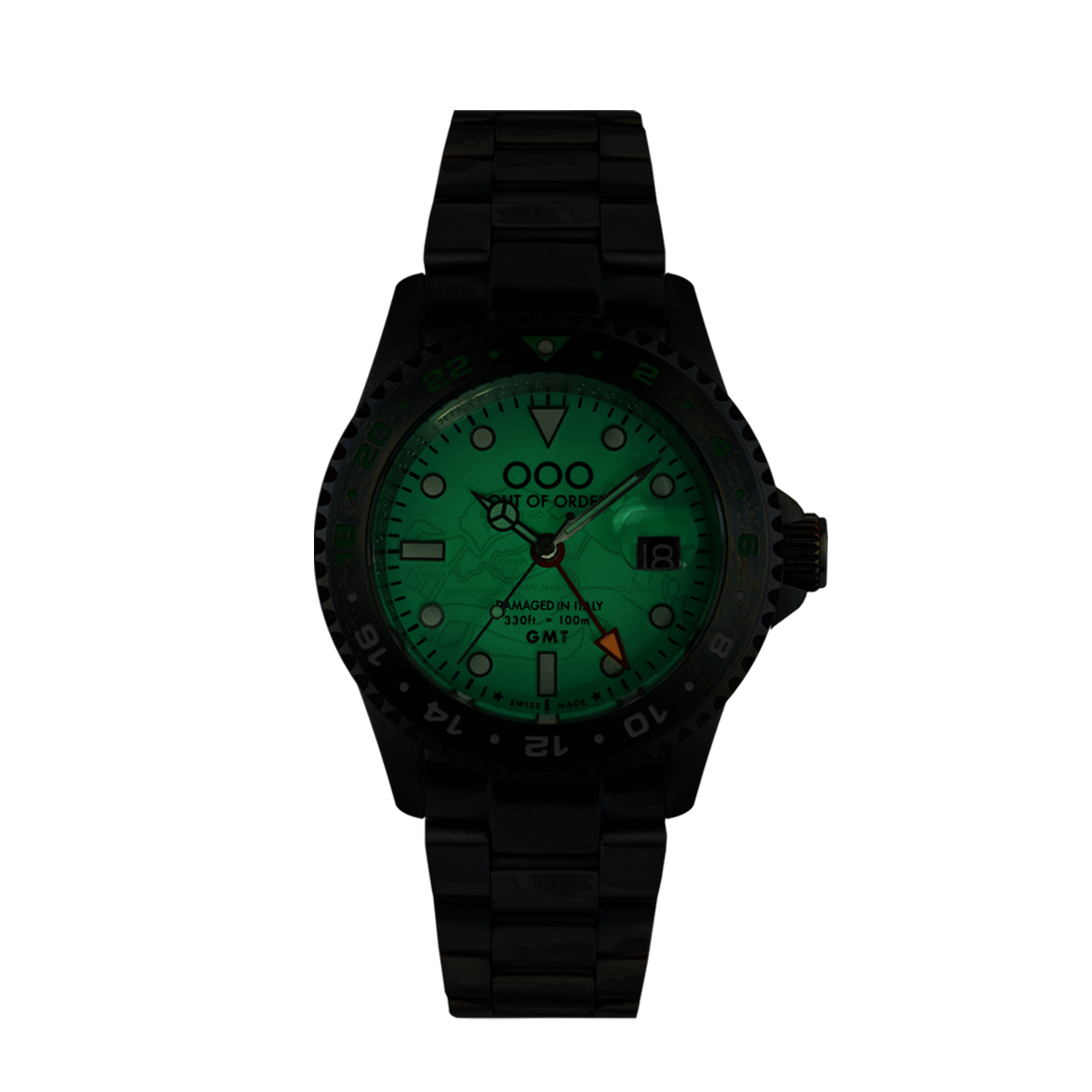 Out Of Order GMT Venezia orologio quarzo GMT verde 44 mm