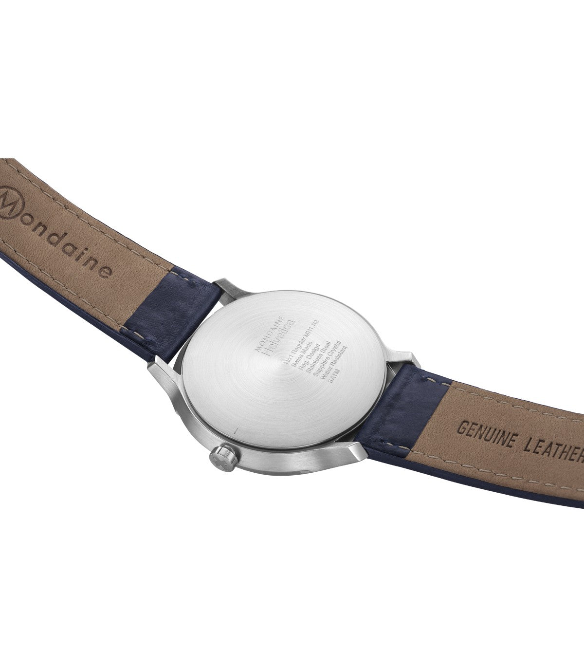 Mondaine Helvetica No1 Blue Marine 40mm Orologio Pelle
