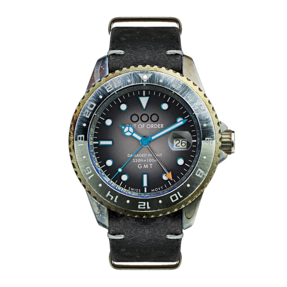 Out Of Order GMT Tokyo orologio 44mm pelle secondo fuso