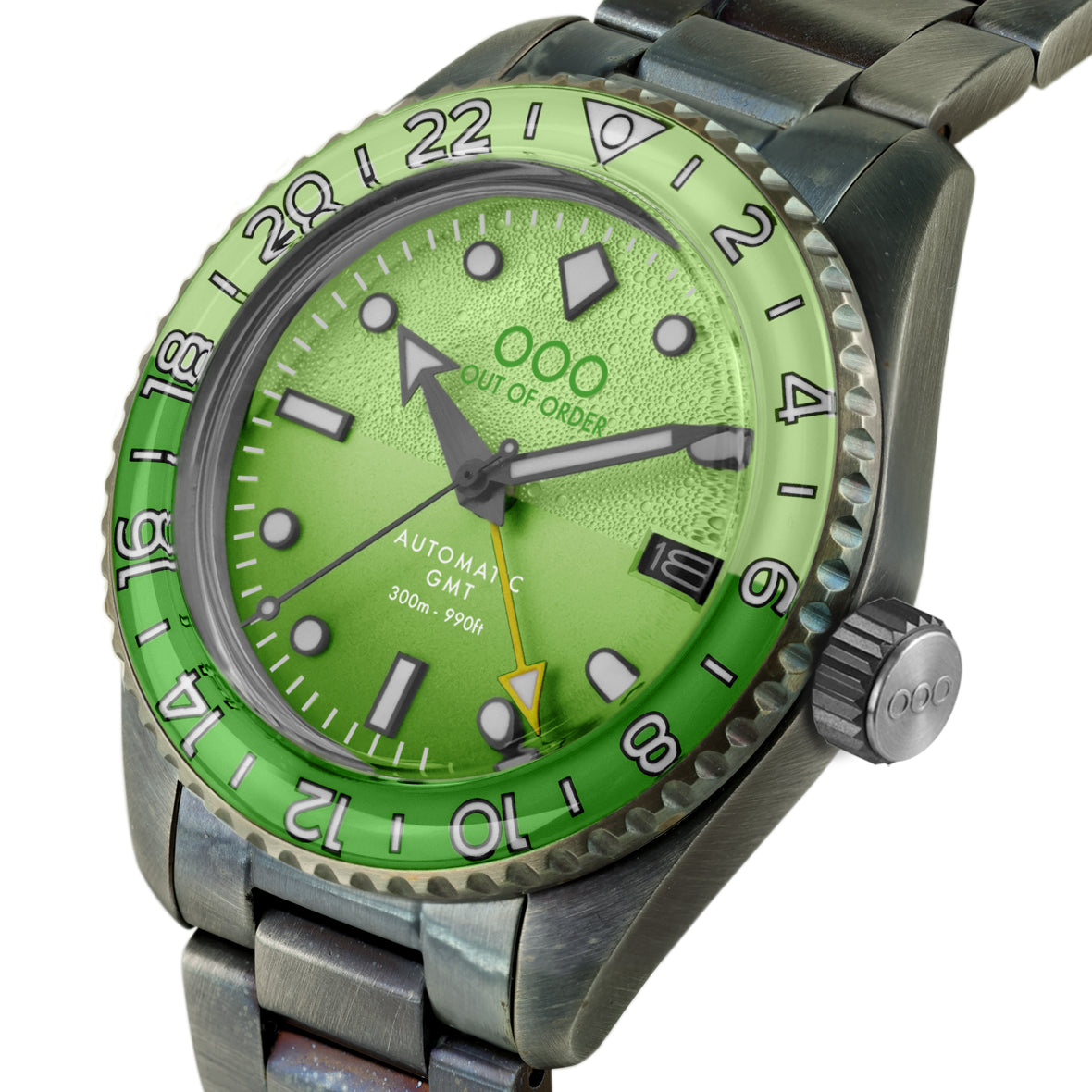 Out Of Order Shaker Midori orologio automatico GMT 40 mm verde acciaio